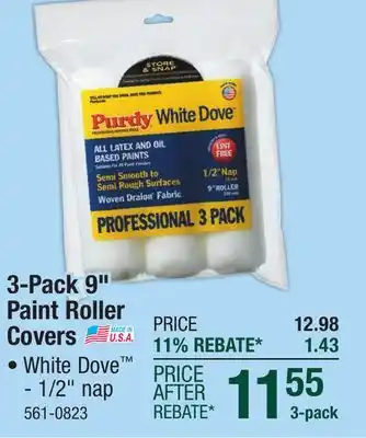 Menards Purdy White Dove 9 x 1/2 Woven Dralon Paint Roller Covers - 3 Pack offer