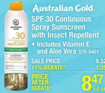 Menards Australian Gold SPF 30 Continuous Spray Sunscreen with Insect Repellent - 5.6 oz offer