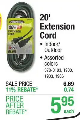 Menards Performax 20' 16/3 Light-Duty Green Outdoor Extension Cord offer