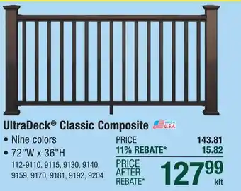 Menards UltraDeck Classic 36 x 6' Piano Composite Rail Kit offer