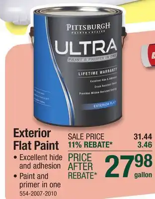 Menards Pittsburgh Paints & Stains Ultra Exterior Flat Abbey White Paint & Primer - 1 gal offer