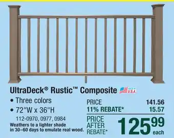 Menards UltraDeck Rustic 6' Gray Composite Rail Section Kit offer