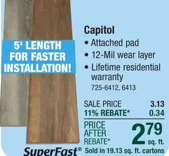 Menards SuperFast Capitol Gulfstream Floating Rigid Vinyl Plank 9.1 x 60 (19.13 sq.ft/ctn) offer