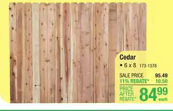 Menards 6 x 8 Cedar Dog Ear Fence Panel offer