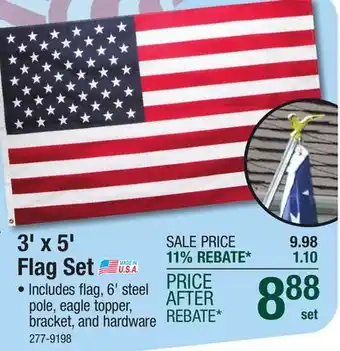 Menards Olympus 3' x 5' American Flag with 6' Steel Flagpole Kit offer
