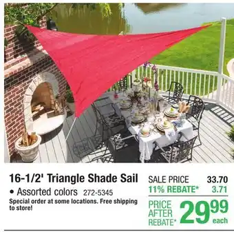 Menards 16.5' Triangle Sun Shade Sail - Assorted Colors offer