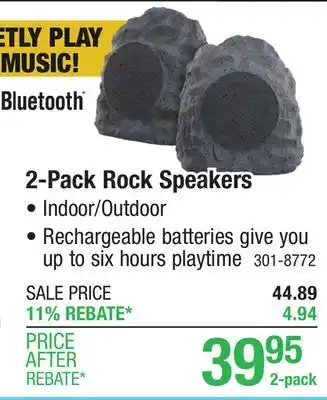 Menards Bluetooth Outdoor Battery Powered Wireless Rock Speakers - 2 Pack offer