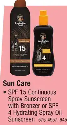 Menards Australian Gold SPF 15 Continuous Spray Sunscreen with Instant Bronzer - 6 oz offer