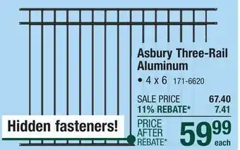 Menards Yardworks Asbury 4x6 Black 3-Rail Aluminum Fence Panel offer