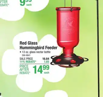 Menards More Birds Red Glass Elixir Hummingbird Feeder - 13 oz offer