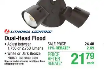 Menards Lithonia Lighting Dark Bronze LED Dual Head Dusk-to-Dawn Outdoor Security Flood Light offer