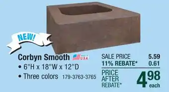 Menards 6 x 18 Charcoal Smooth Corbyn Retaining Wall Block offer