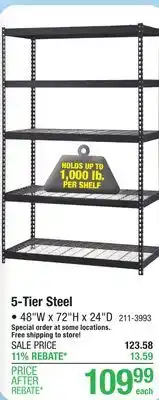 Menards Muscle Rack 48W x 72H x 24D 5-Tier Metal Shelving Unit offer