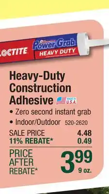Menards Loctite Power Grab Heavy Duty Construction Adhesive - 9 oz offer