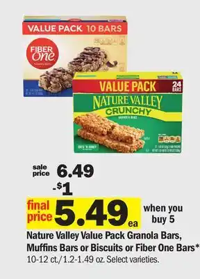 Meijer Nature Valley Value Pack Granola Bars, Muffins Bars or Biscuits or Fiber One Bars offer