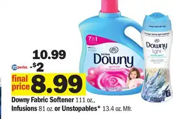 Meijer Downy Fabric Softener 111 oz., Infusions 81 oz. or Unstopables* 13.4 oz offer