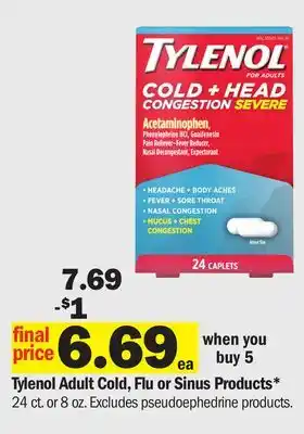 Meijer Tylenol Adult Cold, Flu or Sinus Products offer