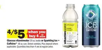 Meijer Glaceau vitaminwater 20 oz. bottle or Sparkling Ice + Caffeine* 16 oz. can offer