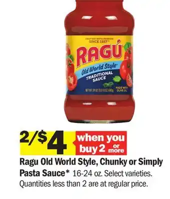 Meijer Ragu Old World Style, Chunky or Simply Pasta Sauce offer