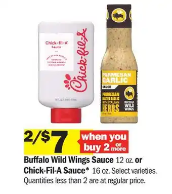Meijer Buffalo Wild Wings Sauce 12 oz. or Chick-Fil-A Sauce* 16 oz offer