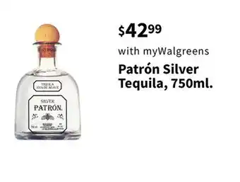 Walgreens Patrón Silver Tequila, 750ml offer