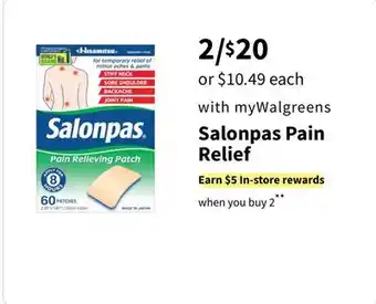 Walgreens Salonpas Pain Relief offer