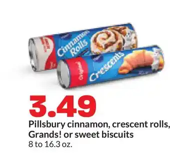 Hy-Vee Pillsbury cinnamon, crescent rolls, Grands! or sweet biscuits offer