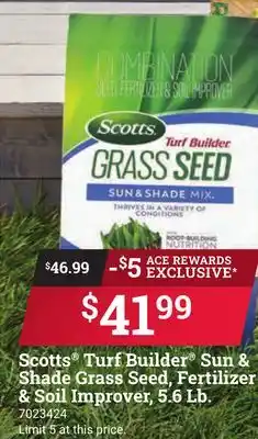 Ace Hardware Scotts Turf Builder Sun & Shade Grass Seed, Fertilizer & Soil Improver, 5.6 Lb offer
