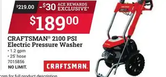 Ace Hardware CRAFTSMAN 2100 PSI Electric Pressure Washer offer
