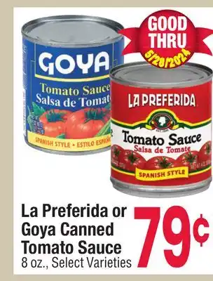 Jewel-Osco La Preferida or Goya Canned Tomato Sauce offer