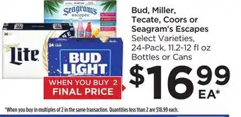 Food 4 Less Bud, Miller, Tecate, Coors or Seagram's Escapes offer