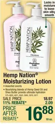 Menards Australian Gold Hemp Nation Agave & Lime Tan Extender Lotion - 18 oz offer