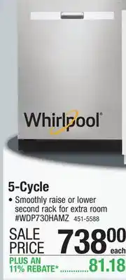 Menards Whirlpool 5-Cycle Fingerprint Resistant Stainless Steel Built-In Dishwasher offer