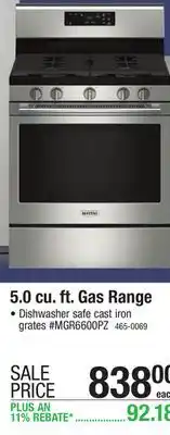 Menards Maytag 5.0 cu.ft. Fingerprint Resistant Stainless Steel Self-Cleaning Gas Range offer