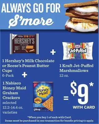 Mariano's Hershey's Milk Chocolate or Reese's Peanut Butter Cups 1 Kraft Jet-Puffed Marshmallows 12 oz. 1 Nabisco Honey Maid Graham Cra offer