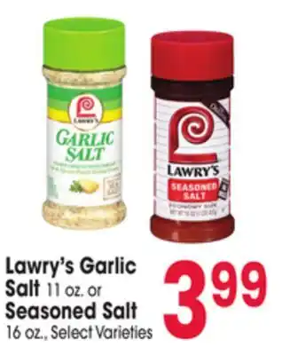 Jewel-Osco Lawry's Garlic Salt 11 oz. or Seasoned Salt 16 oz offer
