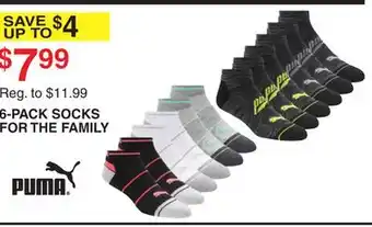 Dunham's Sports PUMA 6-PACK SOCKS FOR THE FAMILY offer