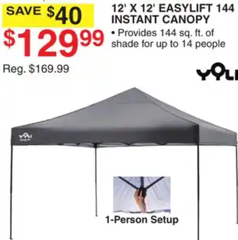 Dunham's Sports 12' X 12' EASYLIFT 144 INSTANT CANOPY offer