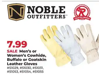Runnings NOBLE OUTFITTERS Men's or Women's Cowhide, Buffalo or Goatskin Leather Gloves offer