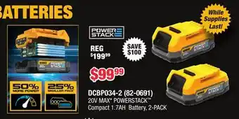 Runnings 20V MAX POWERSTACK Compact 1.7AH Battery, 2-PACK offer