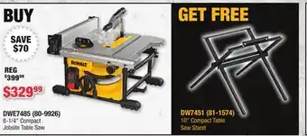 Runnings DEWALT 8-1/4 Compact Jobsite Table Saw offer