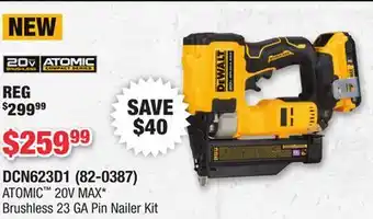 Runnings ATOMIC 20V MAX Brushless 23 GA Pin Nailer Kit offer