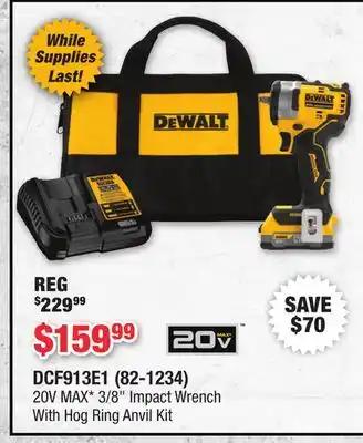 Runnings DEWALT 20V MAX 3/8 Impact Wrench With Hog Ring Anvil Kit offer