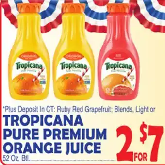 Bravo Supermarkets TROPICANA PURE PREMIUM ORANGE JUICE offer