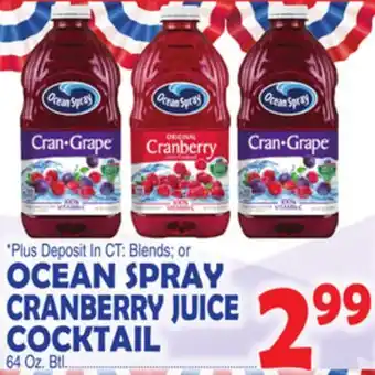 Bravo Supermarkets OCEAN SPRAY CRANBERRY JUICE COCKTAIL offer