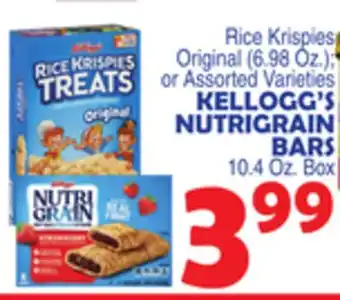 Bravo Supermarkets KELLOGG'S NUTRIGRAIN BARS 10.4 Oz. Box offer