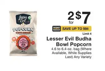 Fairway Store Market Lesser Evil Budha Bowl Popcorn offer