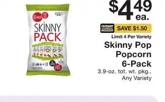Fairway Store Market Skinny Pop Popcorn 6-Pack offer
