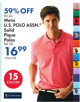 Boscov's Mens U.S. POLO ASSN. Solid Pique Polos offer