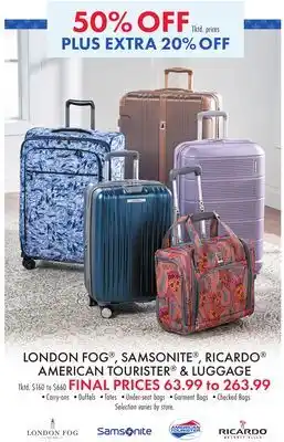 Boscov's LONDON FOG , SAMSONITE , RICARDO AMERICAN TOURISTER & LUGGAGE offer